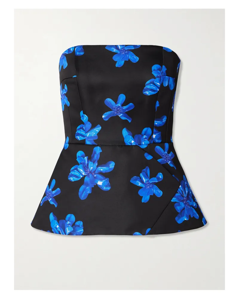 EMILIA WICKSTEAD Regan Trägerloses Bustier Aus Faille Mit Blumenprint - Blau Blau