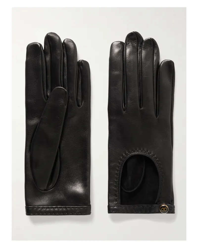 Valentino Garavani Vlogo Handschuhe Aus Leder - Schwarz Schwarz