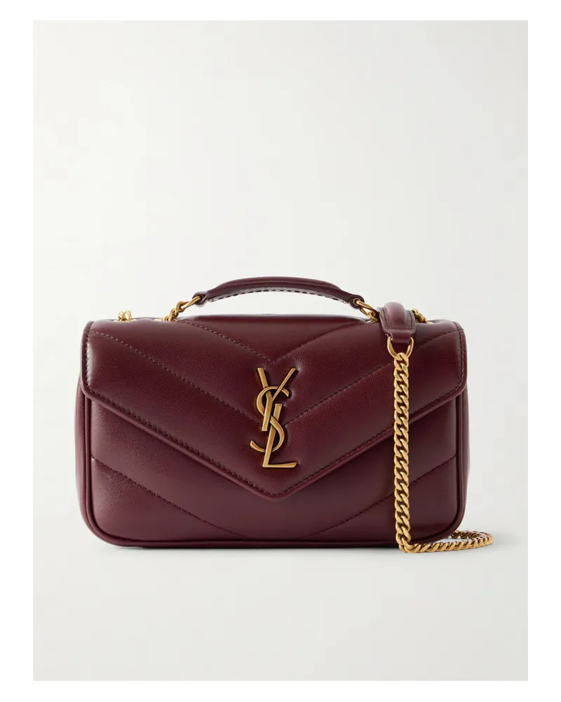 Saint Laurent Loulou Mini Matelassé Leather Shoulder Bag - Burgundy Burgundy