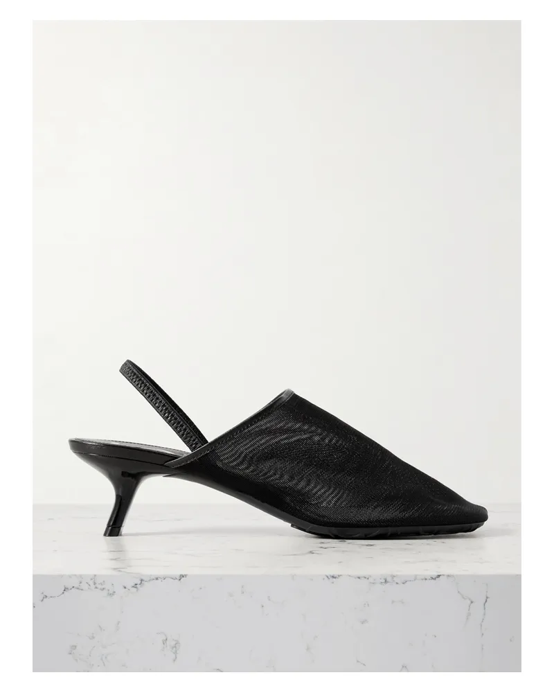 Loewe Petal Slingback-pumps Aus Mesh Mit Lederbesätzen - Schwarz Schwarz