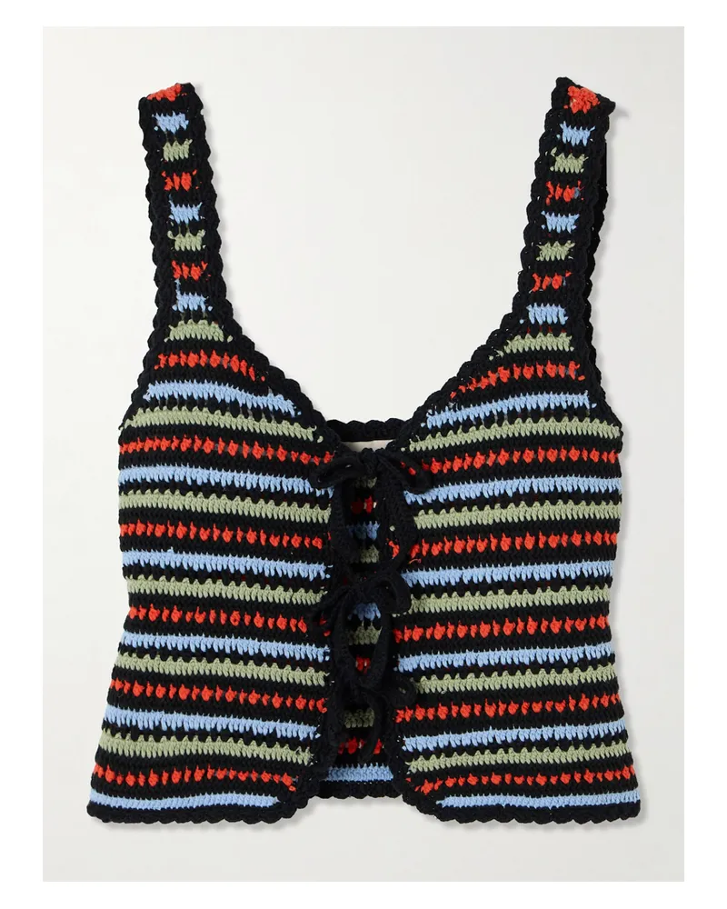 RIXO Lia Verkürztes Oberteil Aus Gehäkelter Baumwolle Mit Schleifen Und Wellenkanten - Mehrfarbig Mehrfarbig