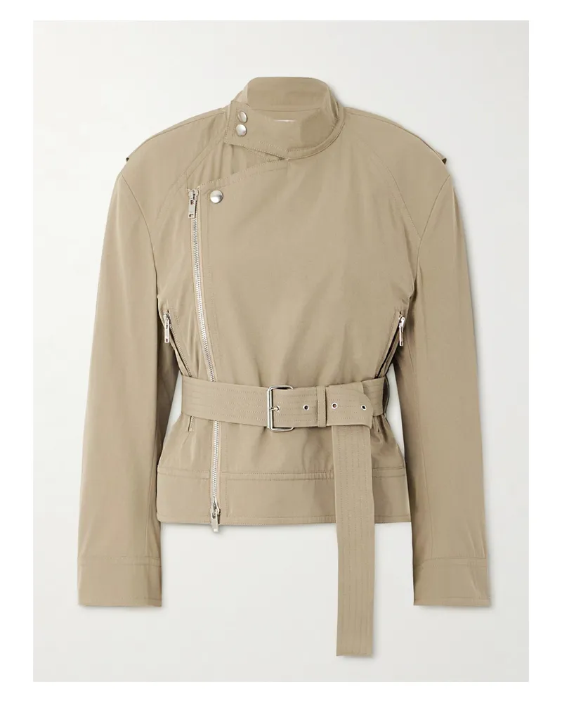 Bottega Veneta Belted Asymmetric Cotton-blend Jacket - Neutrals Neutrals