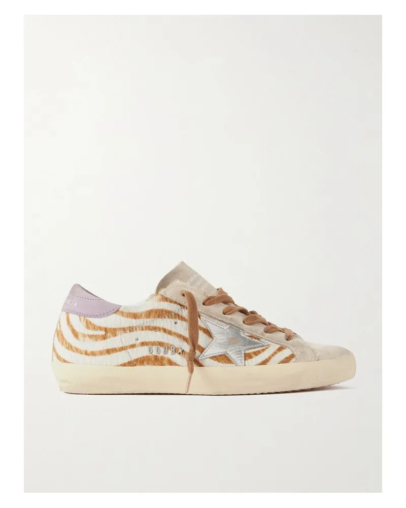 Golden Goose Super-star Sneakers Aus Kalbshaar Mit Zebraprint Und Besätzen Aus Metallic-leder Und Veloursleder In Distressed-optik - Animal-Print Animal-print