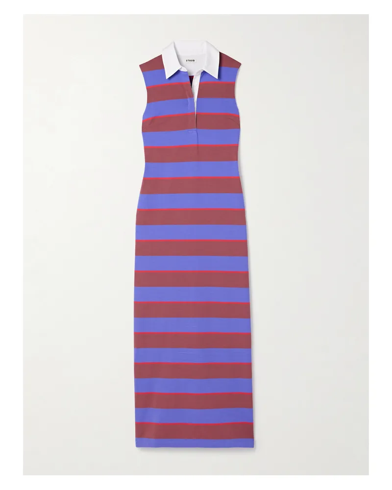 STAUD Julius Maxikleid Aus Gestreiftem Jersey Aus Einer Baumwollmischung Mit Popelinebesätzen - Mehrfarbig Mehrfarbig