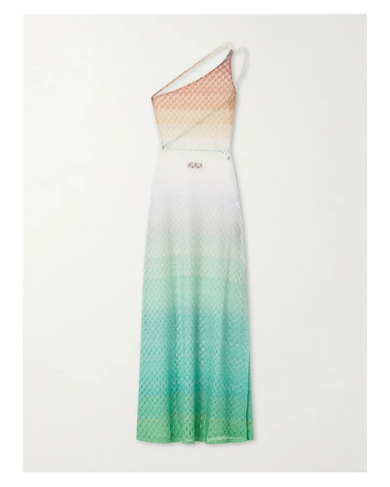 Missoni One-shoulder Metallic Crochet-knit Coverup - Green Green