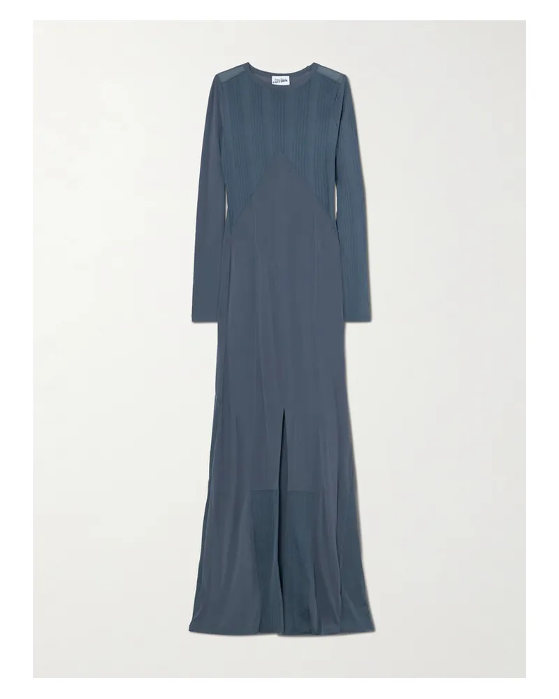 Jean Paul Gaultier Maxikleid Aus Stretch-jersey Mit Biesen Und Satinbesätzen - Blau Blau