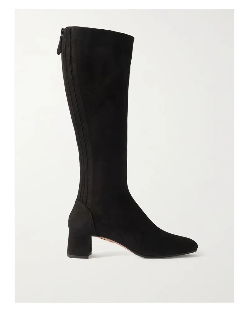 Aquazzura Saint Honore Kniehohe Stiefel Aus Veloursleder - Schwarz Schwarz