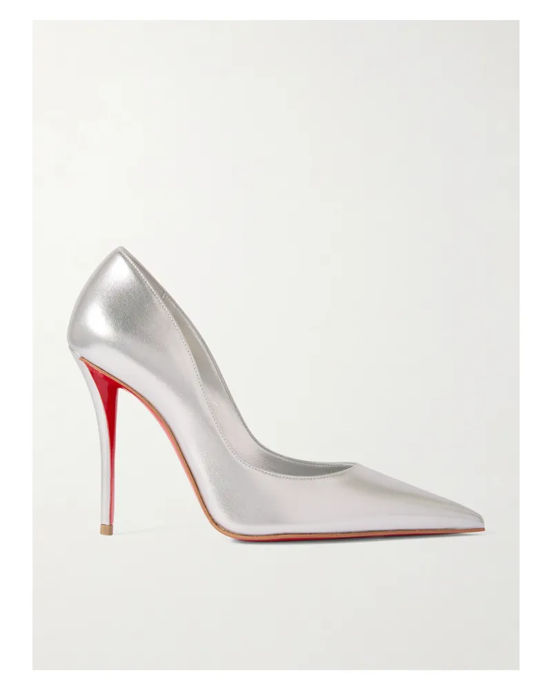 Christian Louboutin Miss Z 100 Mirrored-leather Pumps - Silver Silver