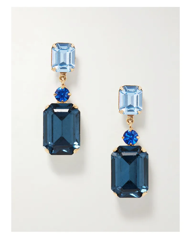 Jennifer Behr Justine Gold-plated Crystal Earrings - Blue Blue