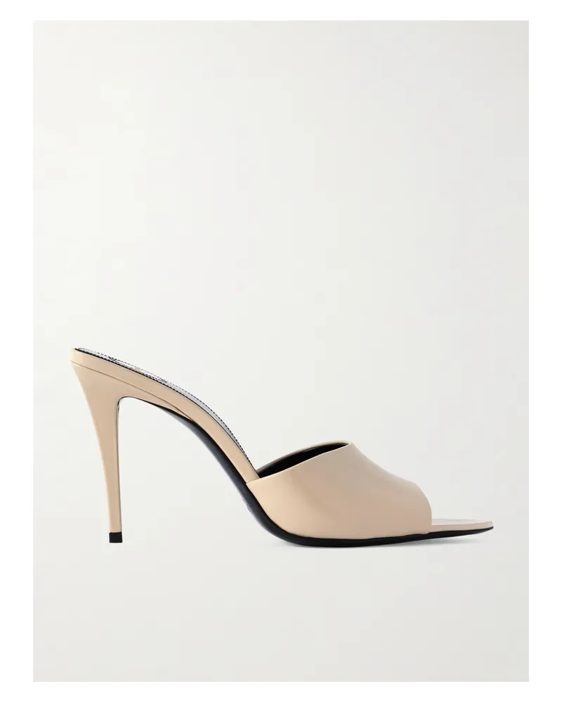 Saint Laurent Romy Leather Mules - Cream Cream