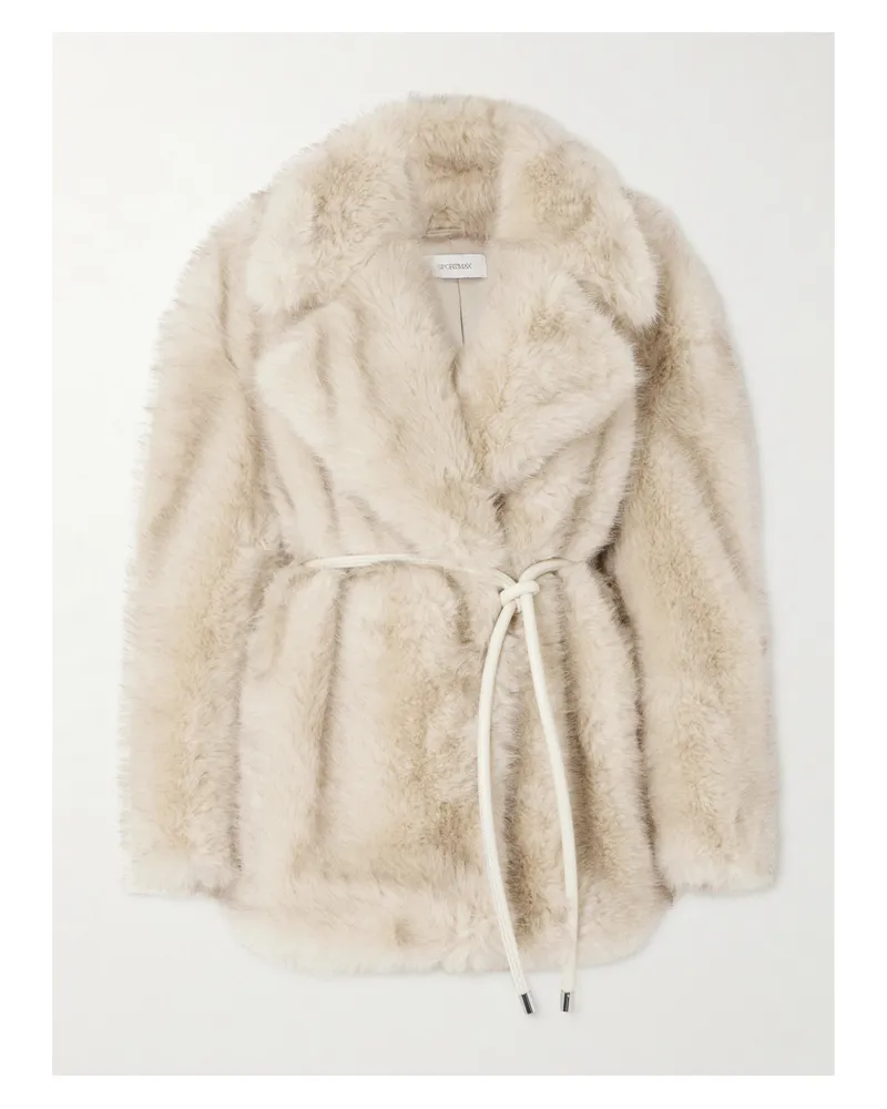 SPORTMAX Rosaria Mantel Aus Plüschmaterial Mit Bindegürtel - Neutral Neutral