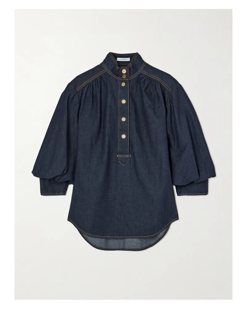 Zimmermann Billow Jeansbluse Mit Raffungen - Blau Blau
