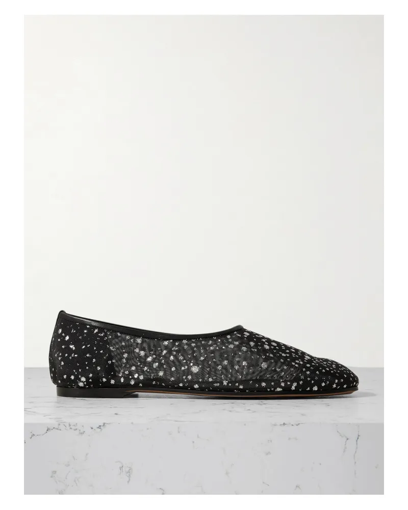 Emme Parsons High Throat Ballerinas Aus Mesh Mit Glitter-finish Und Lederbesätzen - Schwarz Schwarz