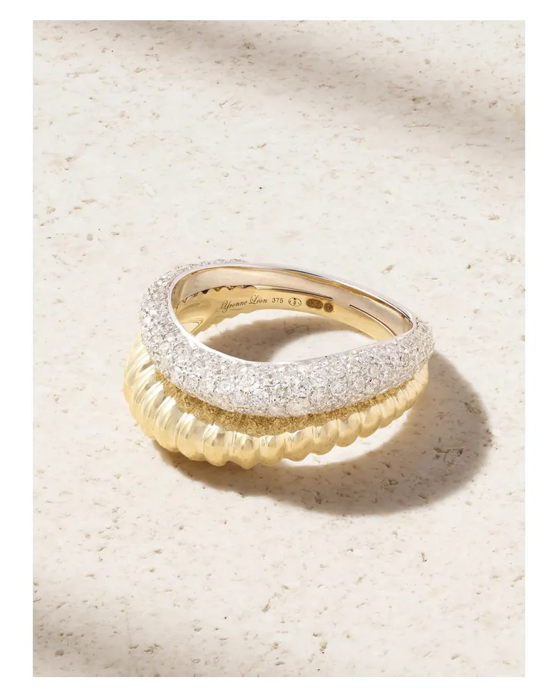 Yvonne Léon Bouée Vague Ring Aus 9 Karat Gelb- Und Weißgold Mit Diamanten Gold