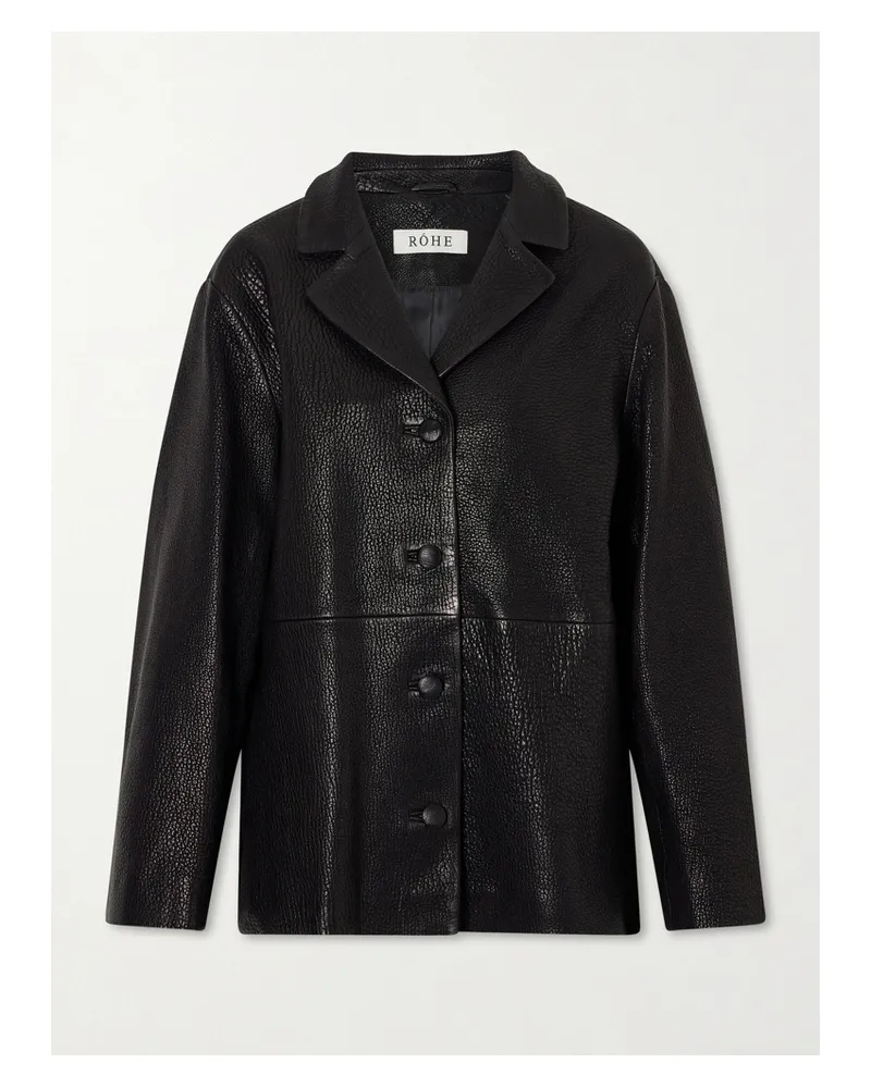 Róhe Jacke Aus Strukturiertem Leder - Schwarz Schwarz