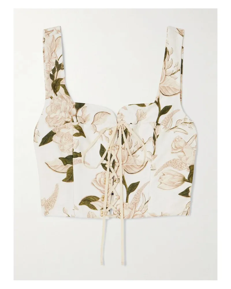 AGUA BENDITA Reserva Bustier Aus Leinen Mit Blumenprint Und Schnürung - Mehrfarbig Mehrfarbig