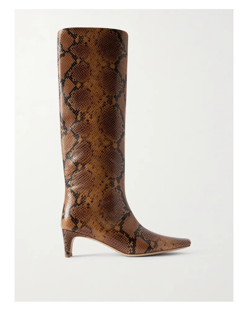 STAUD Wally Kniehohe Stiefel Aus Leder Mit Schlangeneffekt - Animal-Print Animal-print
