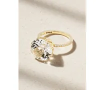Solitaire Crown 18-karat Gold, Topaz And Diamond Ring