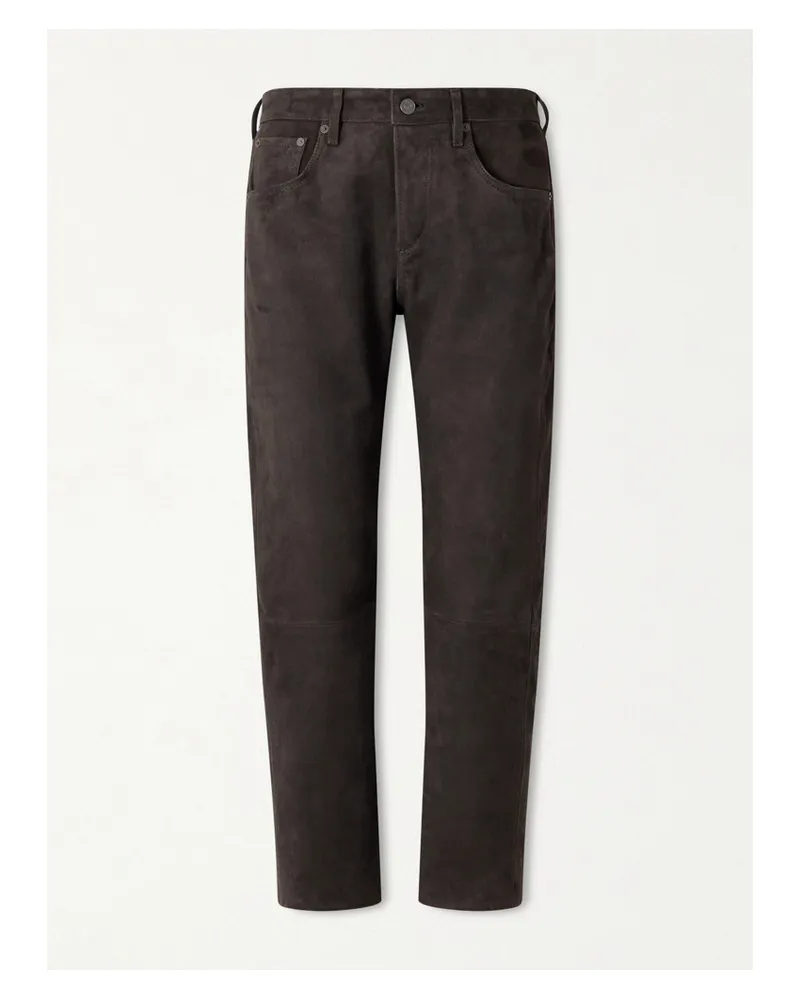 Citizens of humanity Winslow Hose Mit Geradem Bein Aus Veloursleder - Braun Braun