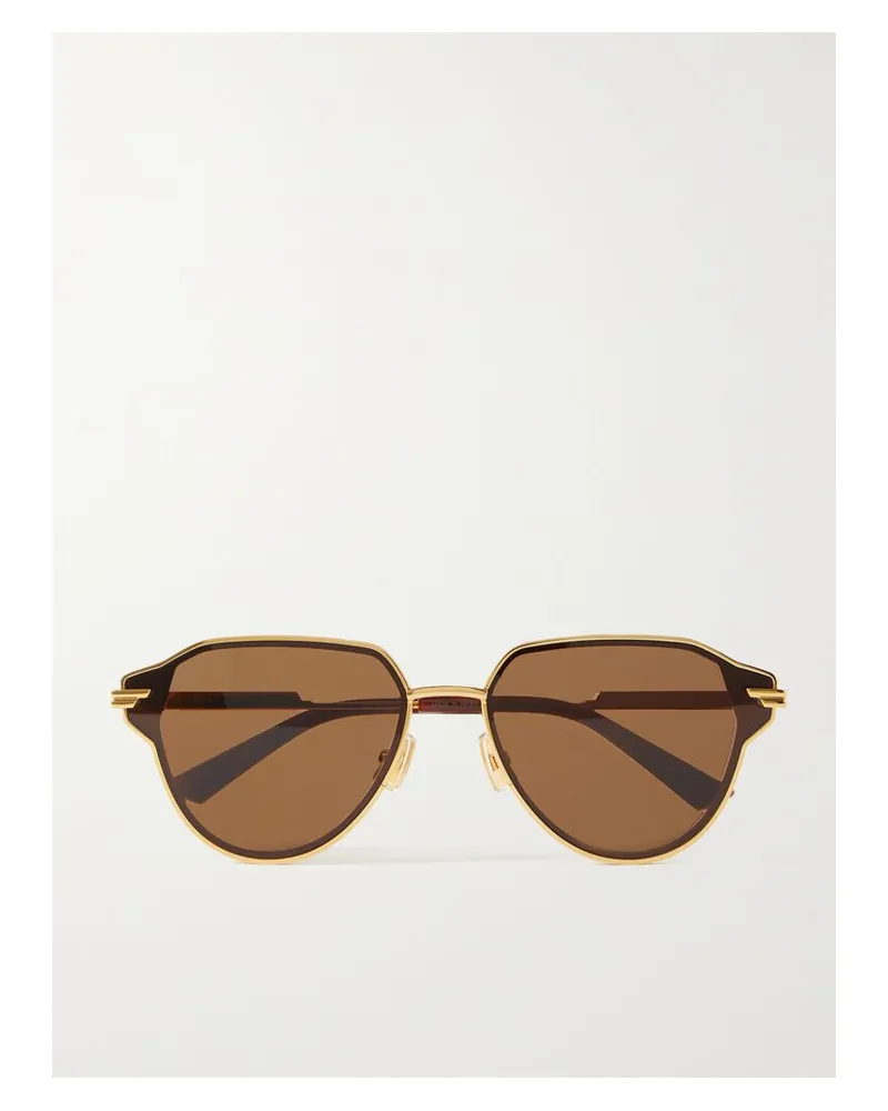 Bottega Veneta Glaze Goldfarbene Sonnenbrille Mit Rundem Rahmen Gold