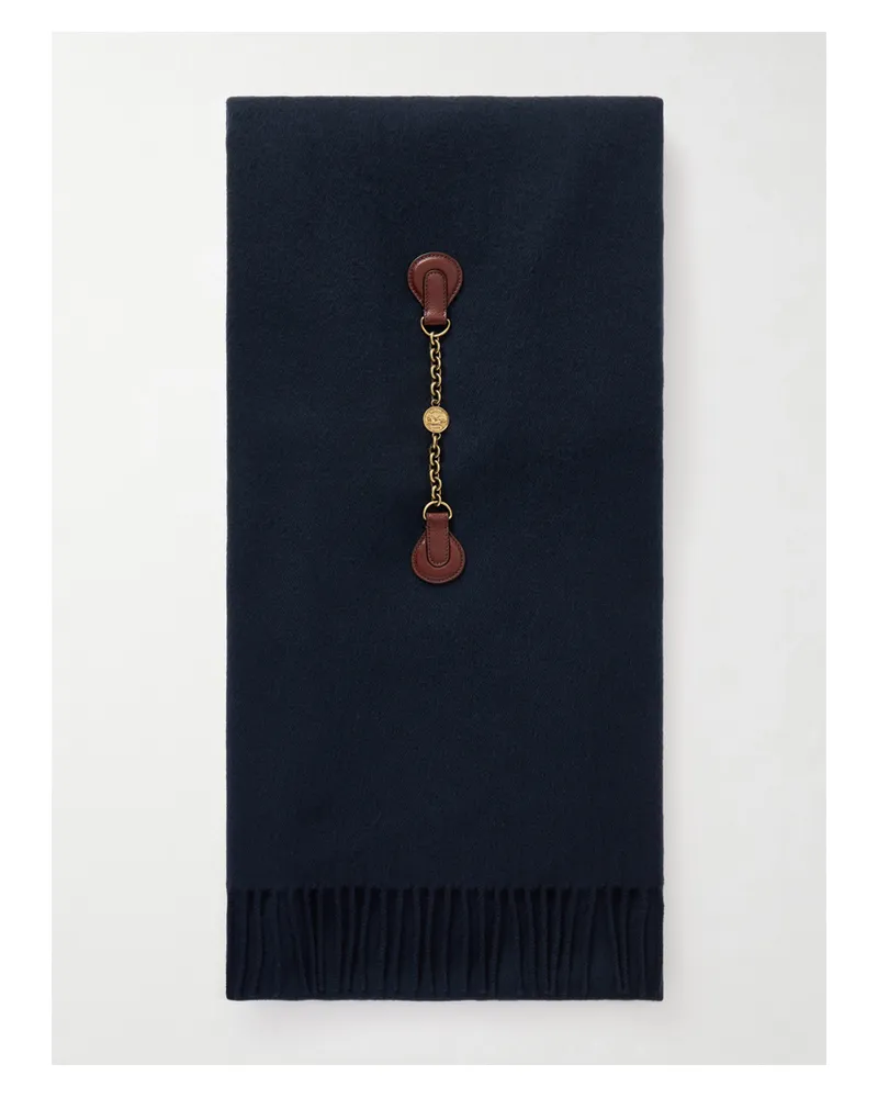 Chloé Schal Aus Wolle Mit Lederbesätzen Und Verzierung - Blau Blau