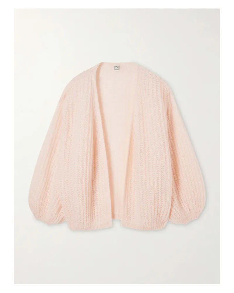 Totême Open-knit Mohair-blend Cardigan - Pink Pink