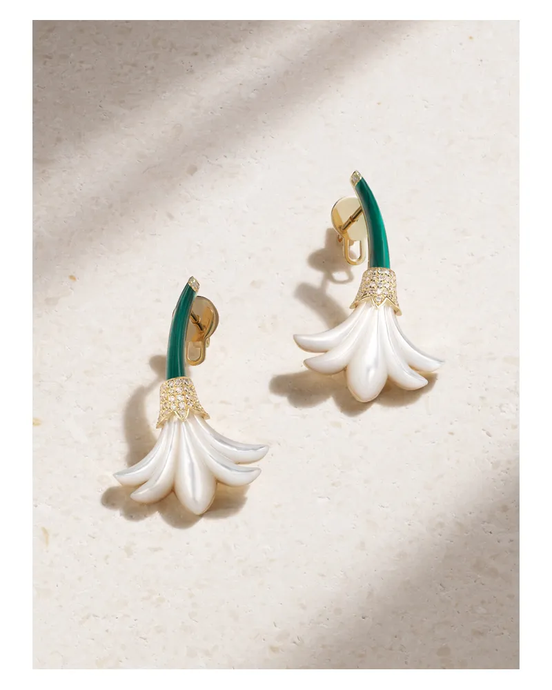 L’Atelier Nawbar Big Flower Ohrringe Aus 18 Karat Gold Mit Mehreren Steinen Gold