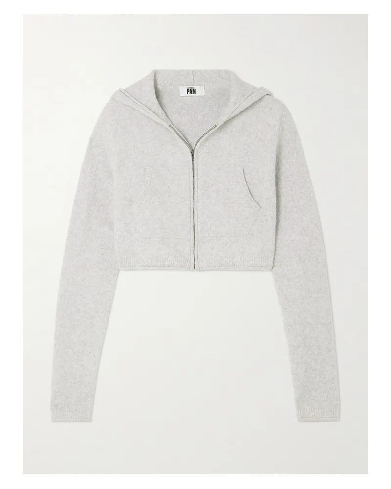 RE/DONE Net Sustain + Pamela Anderson Verkürzter Hoodie Aus Einer Gebürsteten Biobaumwollmischung - Grau Grau