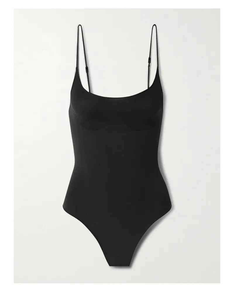 SKIMS Sheer Seamless Thong Bodysuit – Onyx – String-body - Schwarz Schwarz