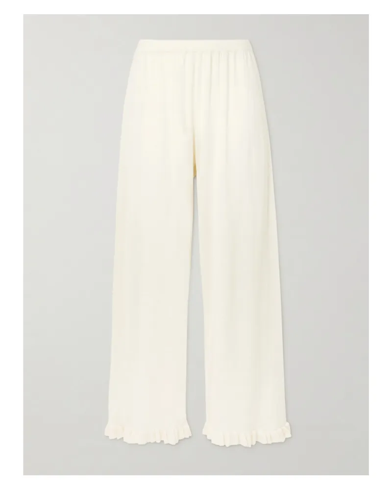 Eres Bernard Hose Aus Einer Woll-kaschmirmischung Mit Rüschen - Elfenbein Elfenbein