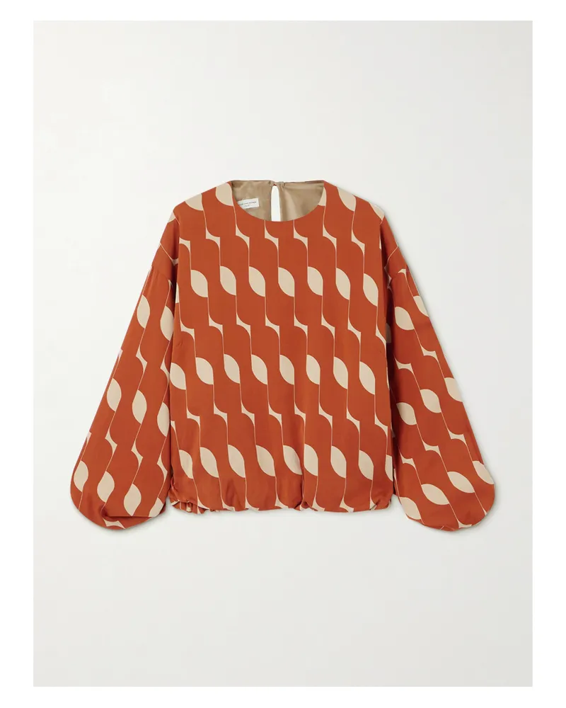 Dries van Noten Bluse Aus Einer Bedruckten Seidenmischung - Braun Braun