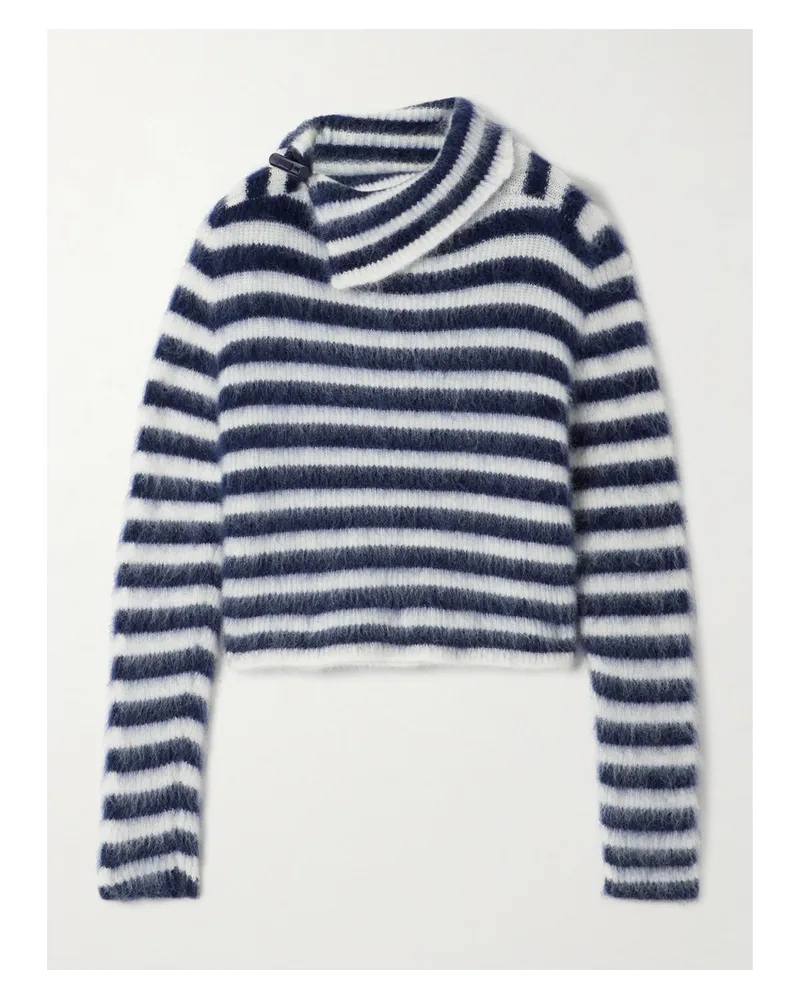 Jacquemus Le Pull Marina Gestreifter Pullover aus Gebürstetem Strick Blau