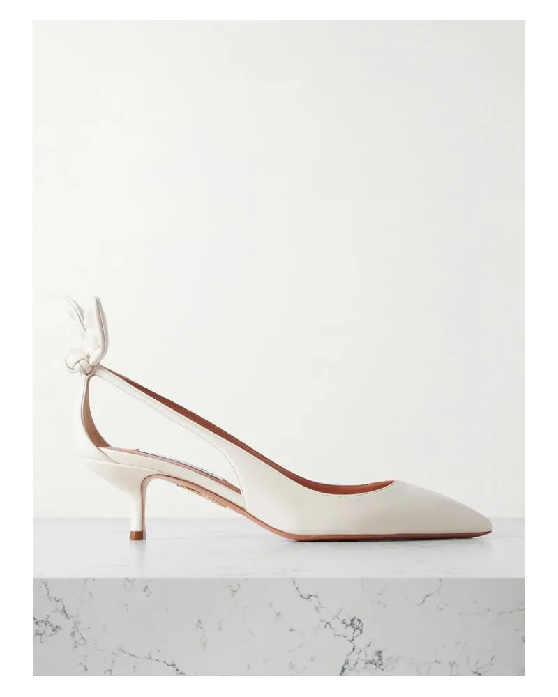Aquazzura Bow Tie 50 Pumps Aus Leder - Weiß Weiß