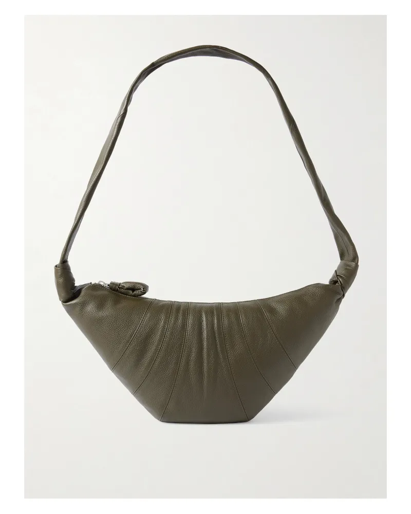 Christophe Lemaire Croissant Medium Paneled Textured-leather Shoulder Bag - Green Green