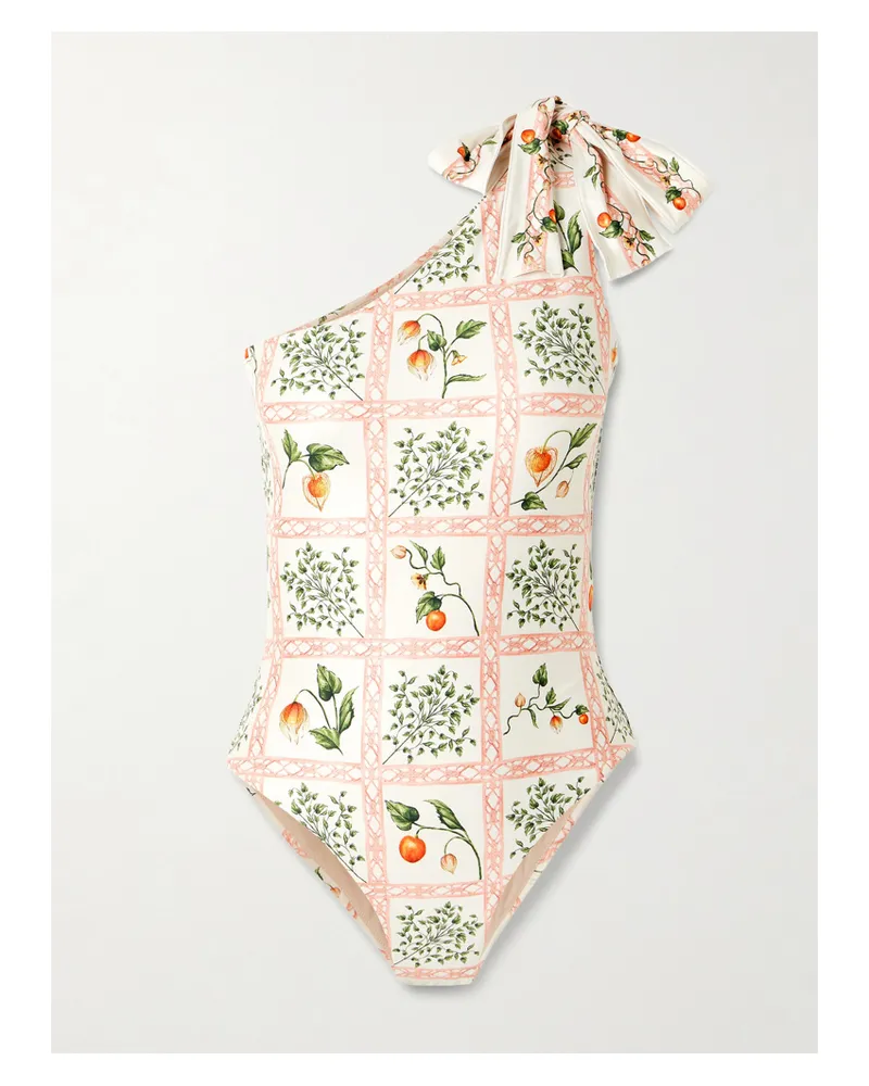 AGUA BENDITA Remedios Asymmetrischer Badeanzug Aus Recyceltem Stretch-material Mit Printmuster - Creme Creme