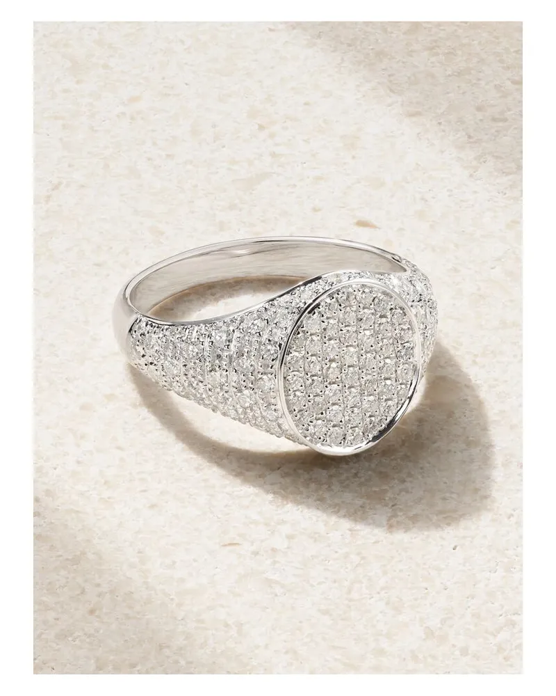 Yvonne Léon Mini Chevalière Ring Aus 9 Karat Weißgold Mit Diamanten Gold