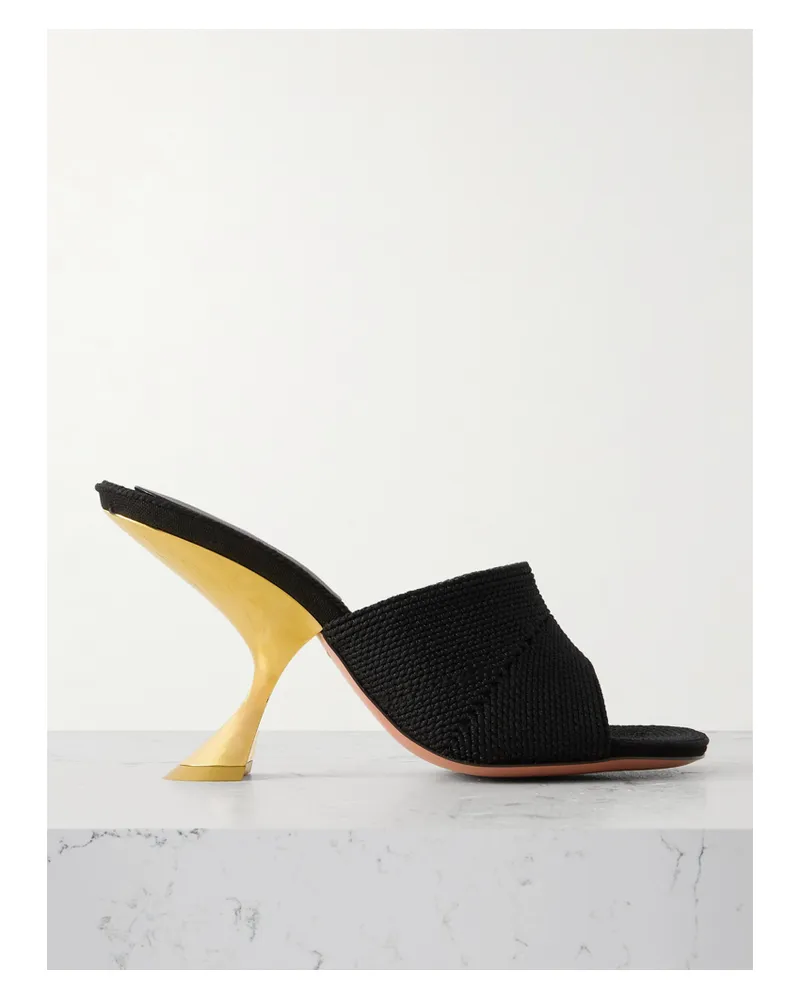 Amina Muaddi Taylor Mules Aus Baumwolle - Schwarz Schwarz