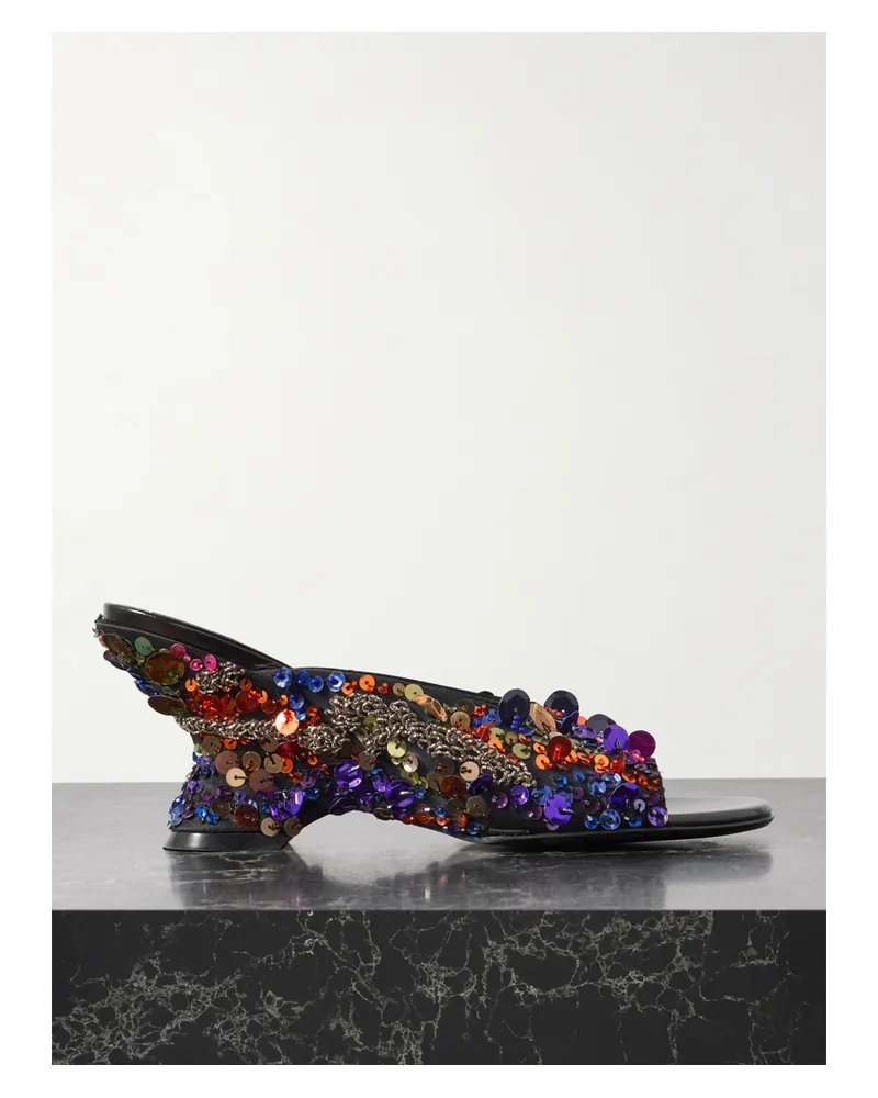 Dries van Noten Embellished Satin Mules - Multi Multi