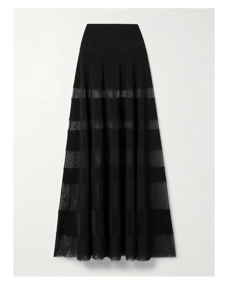 Norma Kamali Maxirock Aus Stretch-jersey Und Mesh - Schwarz Schwarz