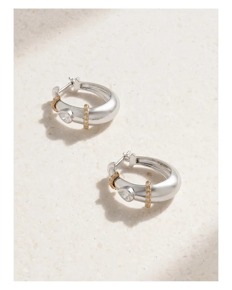 L’Atelier Nawbar Buoy Creolen Aus 18 Karat Weiß- Und Gelbgold Mit Diamanten - Silber Silber