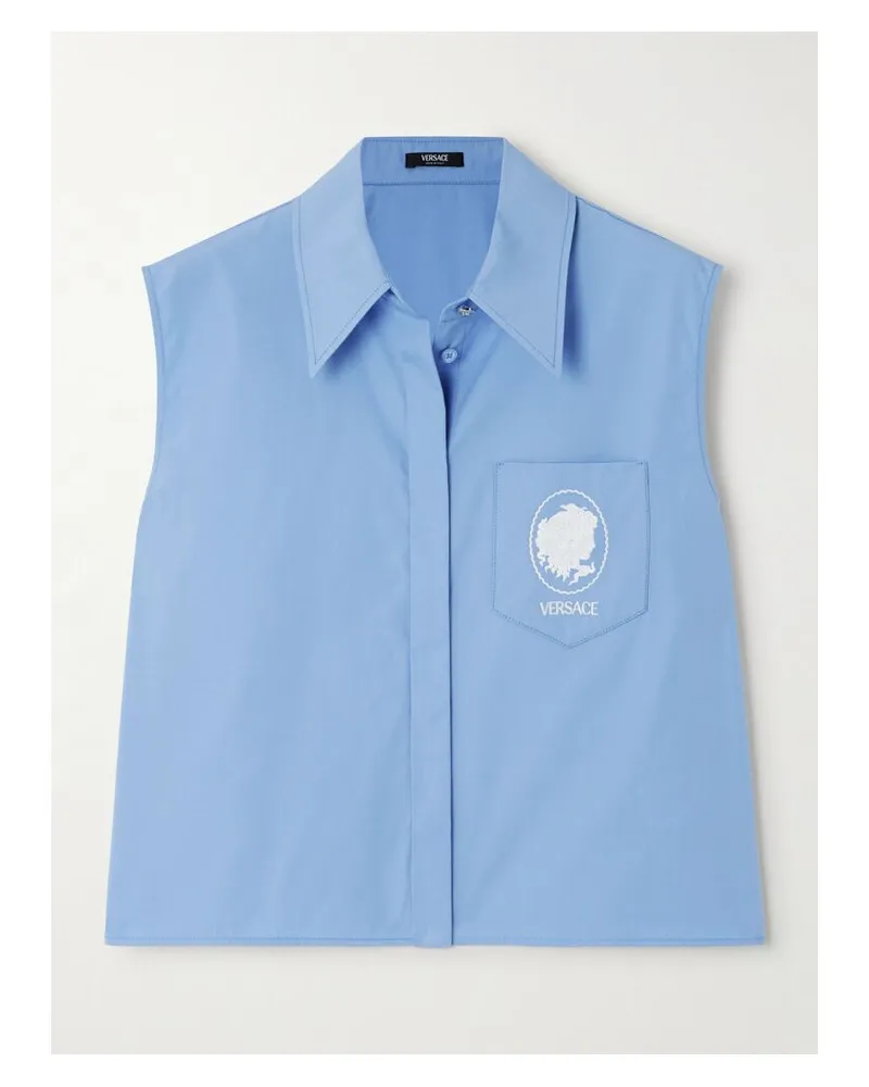 Versace Hemd Aus Baumwollpopeline Mit Stickereien - Blau Blau
