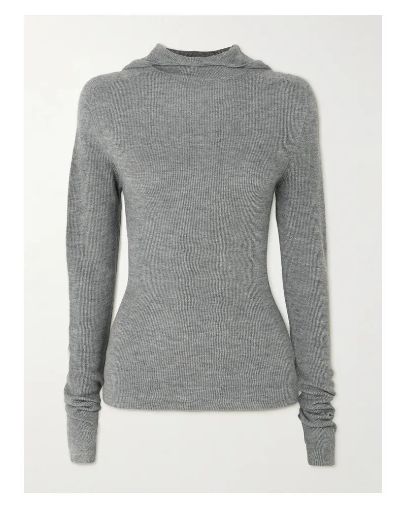FRANKIE Shop Danae Kapuzenpullover In Rippstrick - Grau Grau