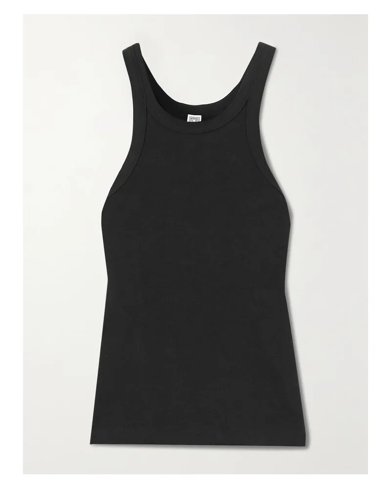 Totême Espera Geripptes Tanktop Aus Biobaumwoll-jersey Mit Stretch-anteil - Schwarz Schwarz