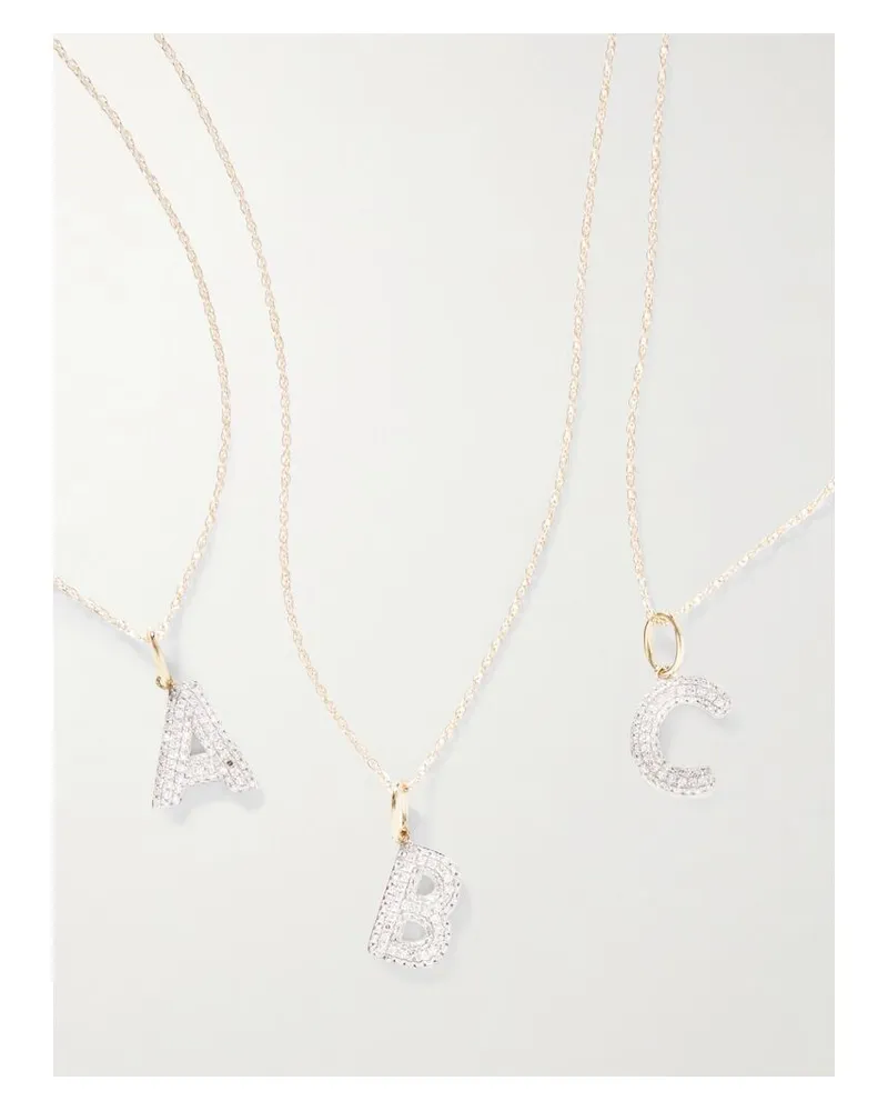 Stone & Strand Bold Initial Kette Aus 10 Karat Gold Mit Diamanten Gold