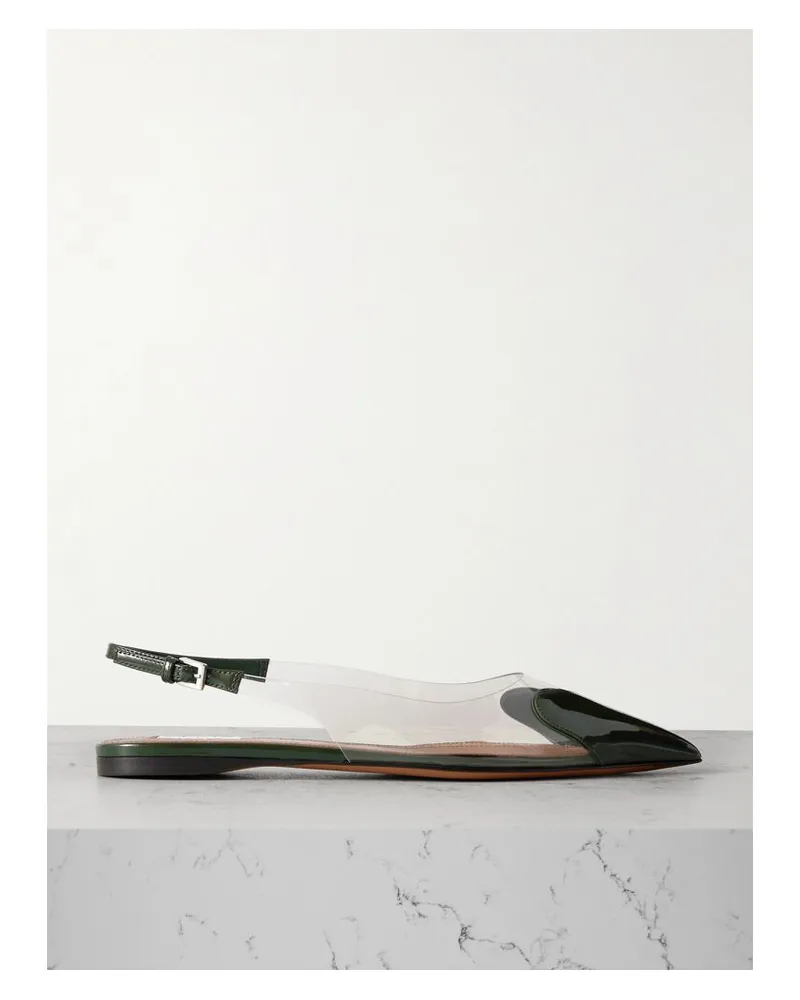 Alaïa Le Cœur Flache Slingback-schuhe Mit Spitzer Kappe Aus Pu Und Lackleder - Grün Grün