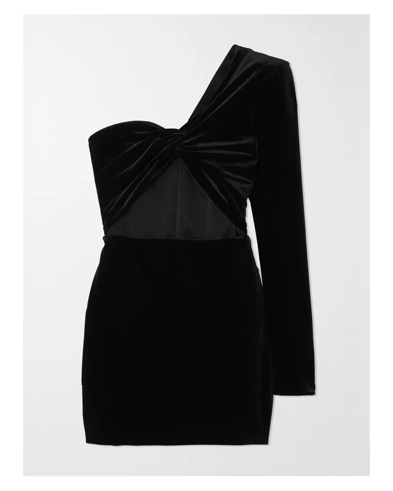 Alex Perry Greer Asymmetrisches Minikleid Aus Samt Mit Cut-out Und Twist-detail - Schwarz Schwarz