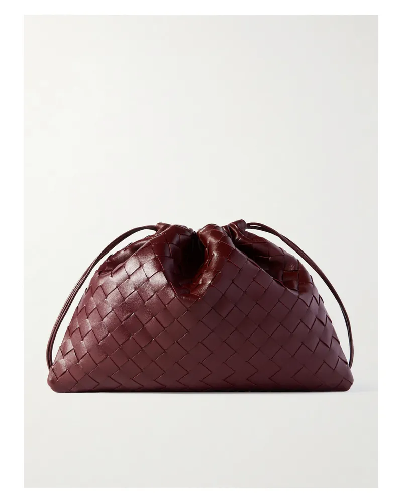 Bottega Veneta Dustbag Small Intrecciato Leather Clutch - Burgundy Burgundy