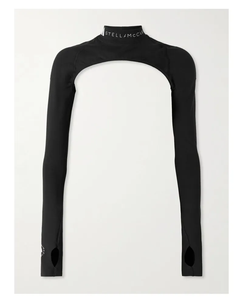 adidas Verkürztes Oberteil Aus Stretch-jersey Mit Prints - Schwarz Schwarz