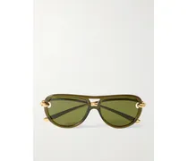 New Knot Aviator-style Acetate And Gold-tone Sunglasses - Green