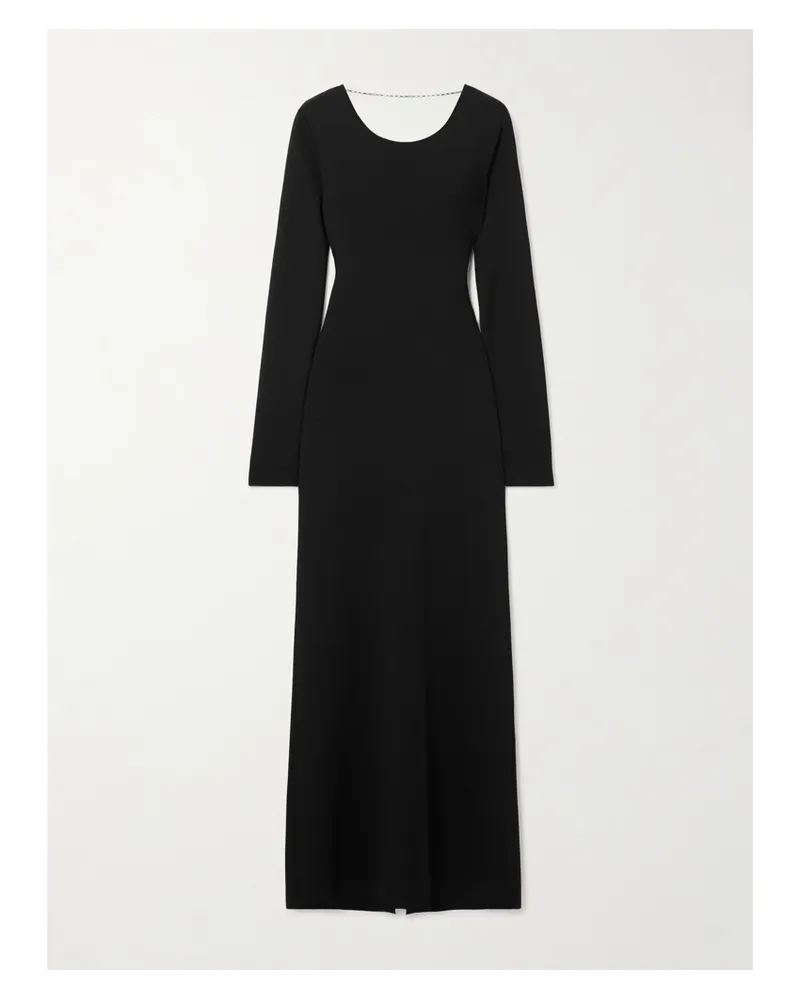 Bottega Veneta Open-back Chain-embellished Knitted Maxi Dress - Black Black